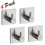 GreenDream 4 pack of 3M Self Adhesive Towel Hook,Brushed Stainless Steel Bath Robe Coat hook-3M stick Wall Hooks for Bathroom Kitchen