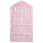 Wall Hanging Storage Bag,IEason 16Pockets Clear Hanging Bag Socks Bra Underwear Rack Hanger Storage Organizer (Pink)