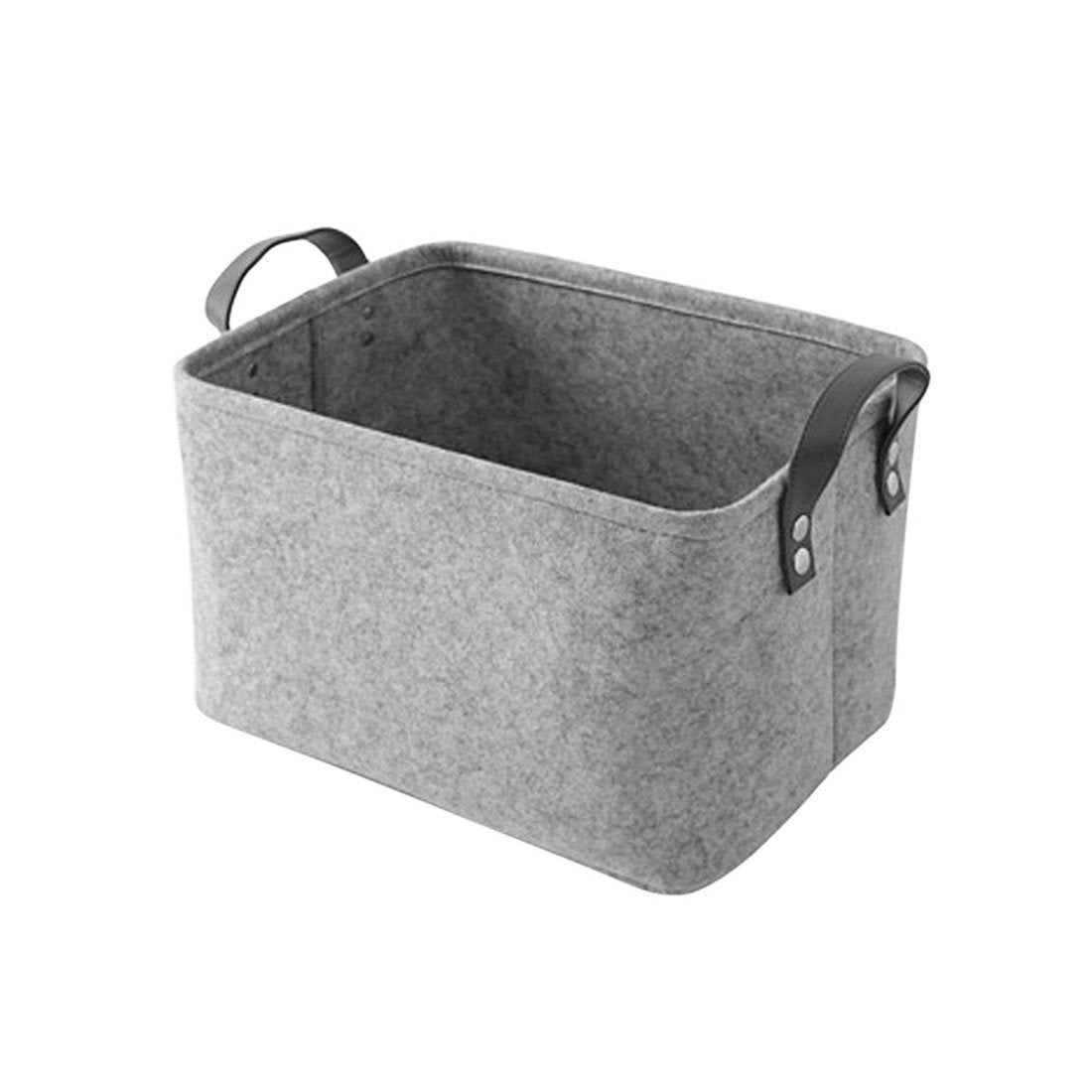 Pinji Felt Storage Basket Storage Bins Organizers with Handles Toy Book Hamper for Kids Bedroom Office Closet Grey S