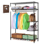 LANGRIA Heavy Duty Wire Shelving Garment Rack Clothes Rack, Portable Clothes Closet Wardrobe,Compact Zip Closet, Extra Large Wardrobe Storage Rack/Organizer, Hanging Rod,Capacity 420 lbs, Dark Brown