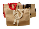 est Reusable Jute Burlap Shopping Bag and All-Purpose Tote for Groceries, Gym Clothes, Laptop, Diapers & Carry-On Items. Rope Handles. Large: 17 ½ X 11 ½ X 8 ½. (Natural and Red)