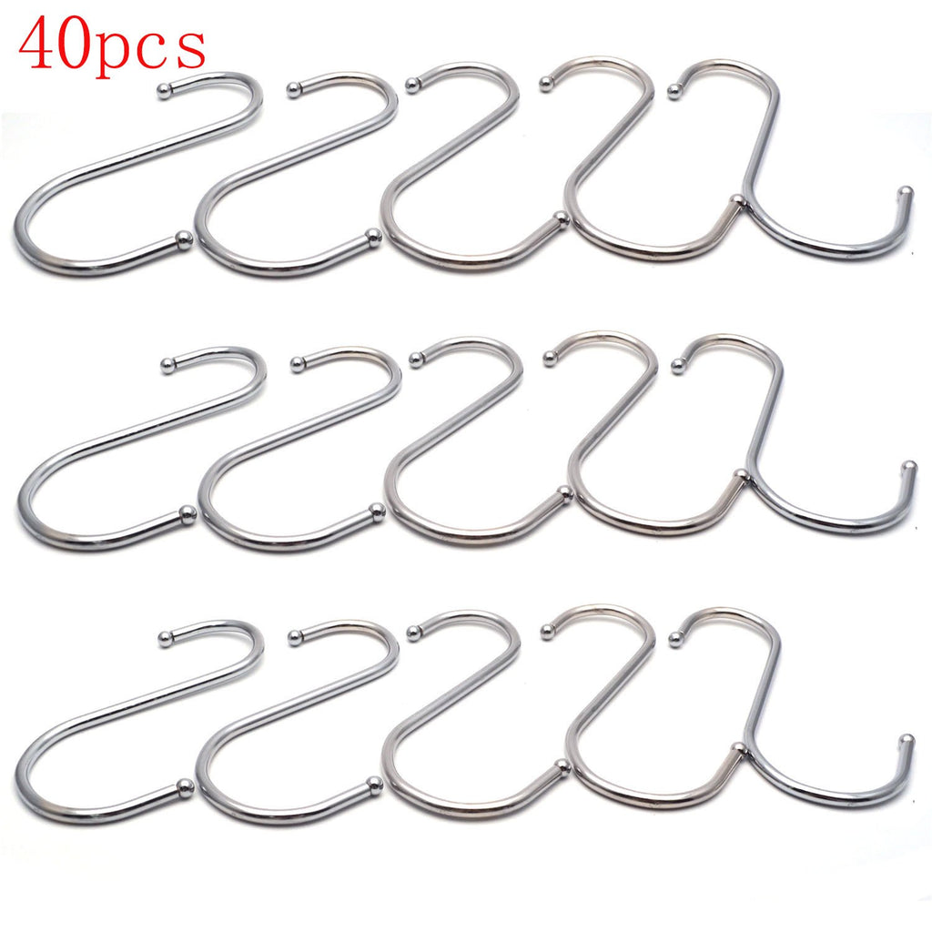 Antrader 4 Inch S Shaped Hooks Metal Heavy-Duty Hanging Hooks Multiple Uses Hangers for Kitchenware Pots Utensils Plants Towels Clothes 40pcs