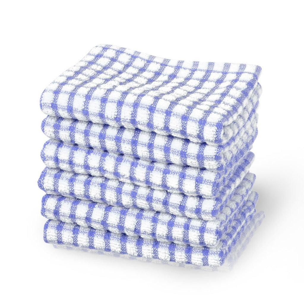 uxcell Cotton Terry Kitchen Towels Dish Cloth, Cleaning Drying Hotel Wash Cloth, 15 x 10.5 inches, pack of 6, Blue