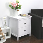 Kinbor Kinbor Bedroom Furniture Night Stand Table with Double Drawers and Cabinet for Storage (White-D)