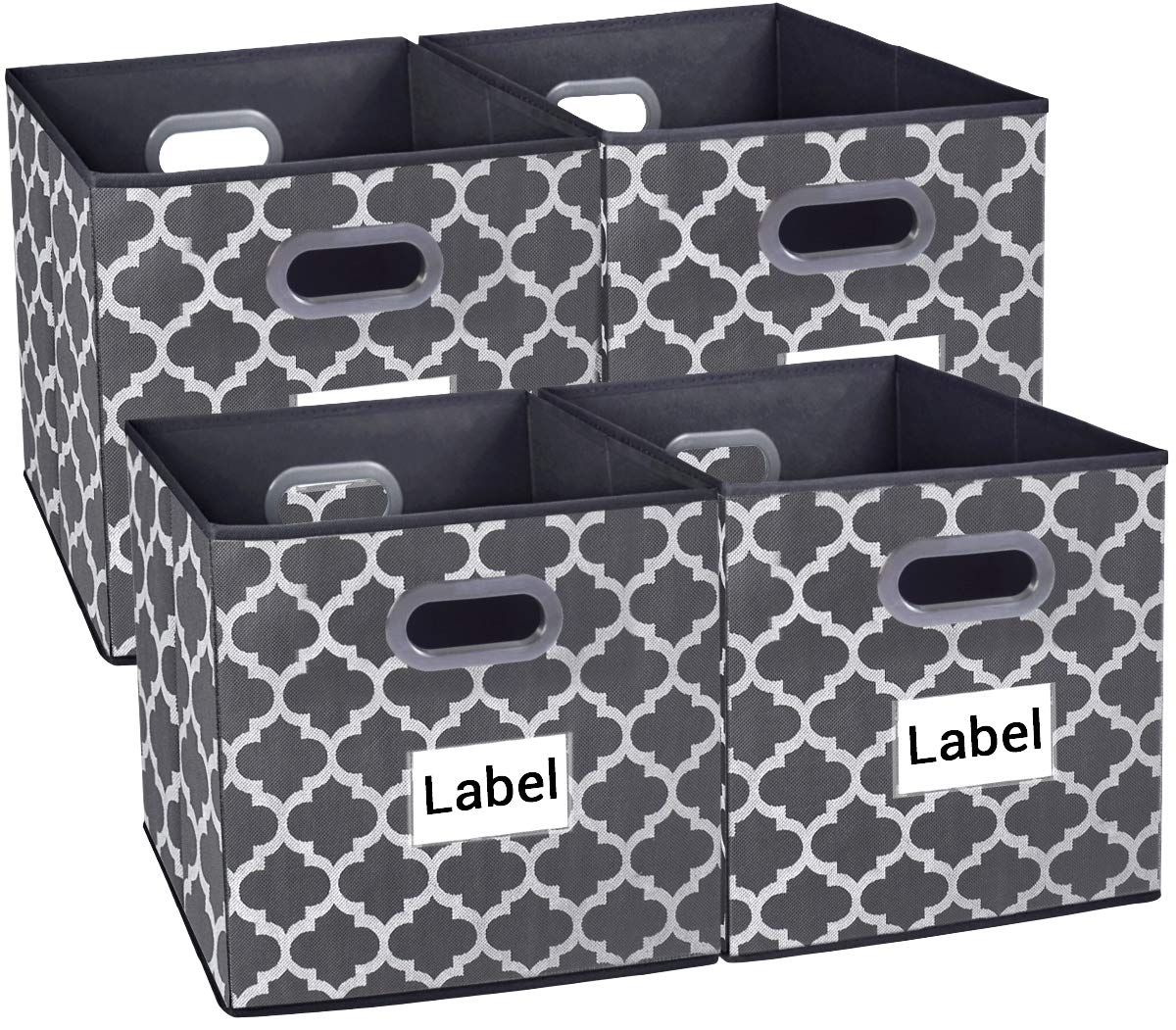 Homyfort Cloth Storage Bins,Foldable Basket Box Cubes containers Organizer for Closet Shelves Toys Clothes Set of 4 Gray with Lantern Pattern 13''x13''x13''