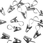 Heavy Duty Satin Nickel Curtain Clips w/ Hook for Photos, Showers, Bedroom, Living Room, Home Decoration, Arts & Crafts, 1.5" x 0.5" inch (20 Hooks) by Super Z OutletÂ®