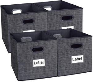 Foldable Cloth Storage Bins, Fabric Baskets Cubes Boxes Containers Collapsible Closet Shelf Nursery Organizer for Home, Office, Bedroom with Dual Strong Handles, Set of 6 Stripe