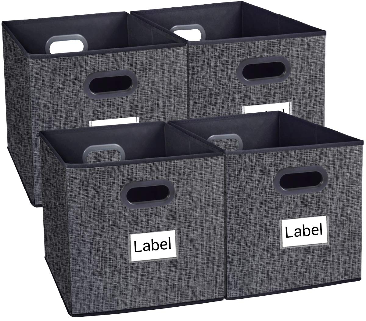 Homyfort Cloth Storage Bins, Foldable Basket Cubes Organizer Container Drawers with Dual Plastic Handles for Closet, Bedroom, Toys, 6 Pack,Stripe Large(12x12x12 in)