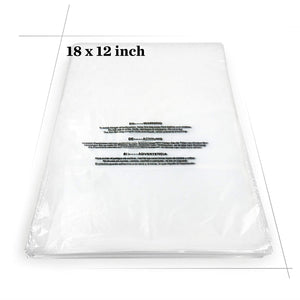Becko Self Seal Clear Flat Poly Bags with Suffocation Warning for Storing Clothing/Towel/Blanket/Doll (12”x18”) - 100pcs