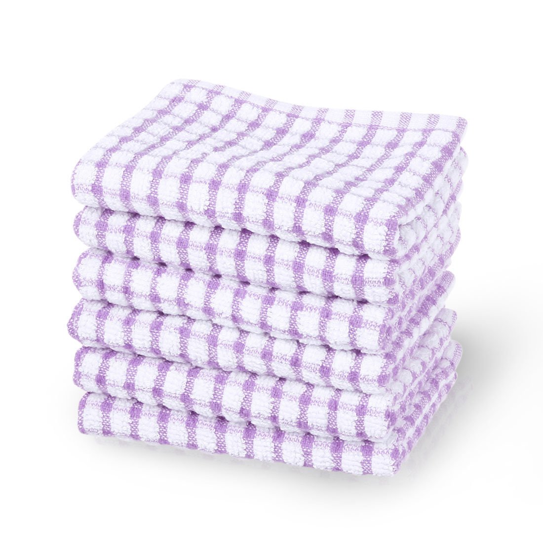 uxcell Cotton Terry Kitchen Towels Dish Cloth, Cleaning Drying Hotel Wash Cloth, 15 x 10.5 inches, pack of 6, Purple