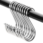 Kitchen Tools Premium Heavy Duty S Hooks Stainless Steel 10 Pcs (Round Polished) - Size L