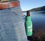 CoozieClaw Unique Bottle Cooler with Built in Hook and Bottle Opener Fun Gift #1 Hanging Bottle Holder Easily Hang Your Cold Beer Bottle Sleeve Anywhere (1, Green With Logo)