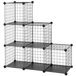 SONGMICS Metal Wire Cube Storage,6-Cube Shelves Organizer,Stackable Storage Bins, Modular Bookcase, DIY Closet Cabinet Shelf, 24.8”L x 12.2”W x 36.6”H, Black ULPI111H