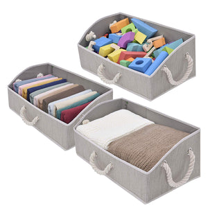 StorageWorks Storage Bins, Fabric Storage Baskets, Foldable Closet Organizer Trapezoid Storage Box, Bamboo Style, Mixing of Gray, 3-Pack