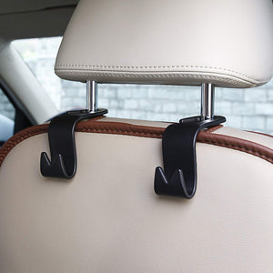 AttoPro 【Clearance sale】 Universal Car Storage Hook SUV Back Seat Headrest Mini Hanger Organizer Coat Purse Handbag Grocery Shopping Bag Holder,Heavy Duty (Black-Set of 4), Bouns Car Key Chain Ring