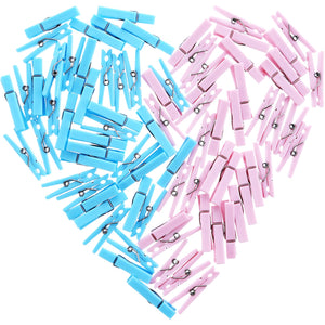 80 Pieces Gender Reveal Clothespins Baby Shower Clothes Pins Plastic Small Clips for Party Favors, Blue and Pink