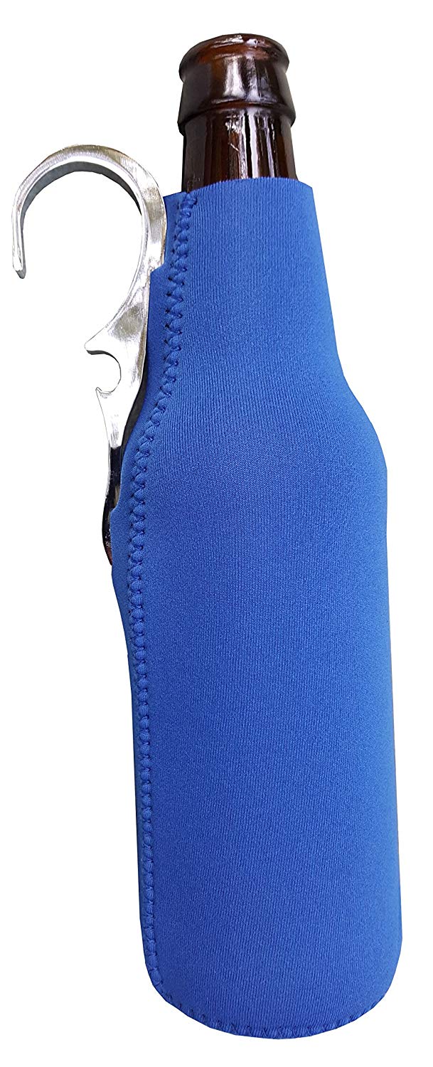 CoozieClaw Unique Bottle Cooler with Built in Hook and Bottle Opener Fun Gift #1 Hanging Bottle Holder Easily Hang Your Cold Beer Bottle Sleeve Anywhere (1, Blue)