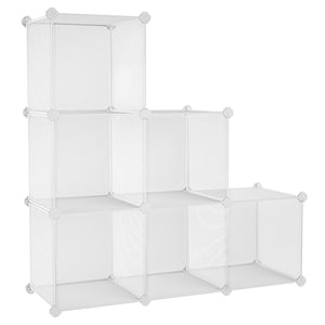 SONGMICS 6-Cube Metal Mesh Storage Cube, Storage Shelves Organizer, Modular Bookcase, DIY Closet Cabinet Shelf for Books, Plant, Toys, Shoes, Clothes, 36.6”L x 12.2”W x 36.6”H, White ULPL111W