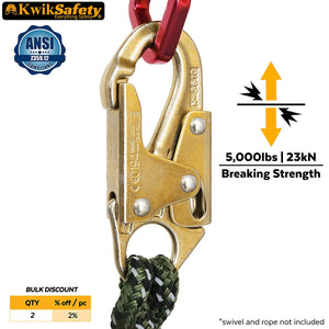 KwikSafety BOND | N-3610 Yoke ANSI Compliant Double Lock Snap Hook | Heavy Duty Heat Treated Forged Steel Connector | Personal Fall Arrest Industrial Construction Utility Hardware | 5,000lbs (23kN)