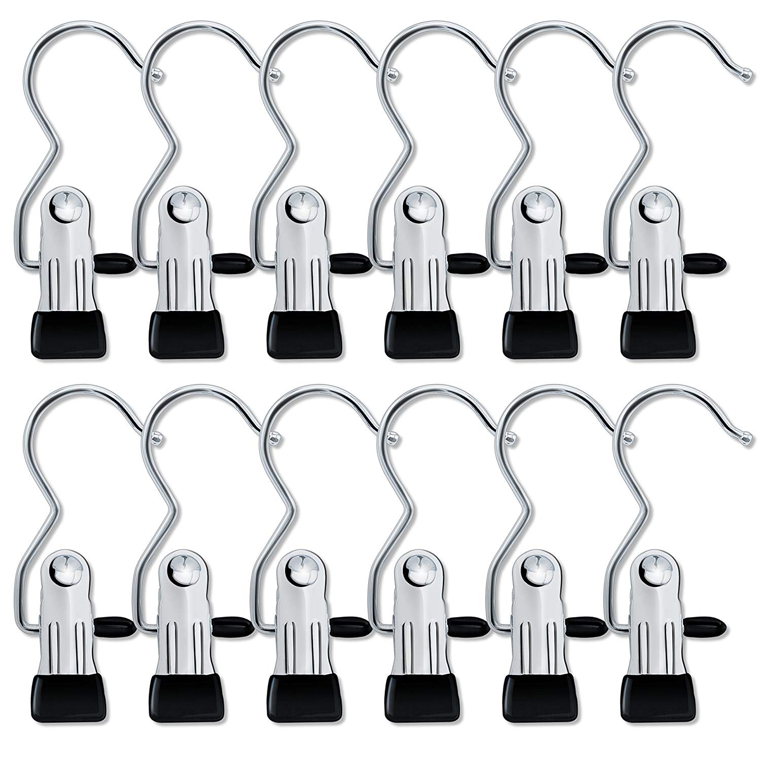 Ipow Set of 12 Portable Laundry Hook Hanging Clothes Pins Stainless steel Travel Home clothing Boot Hanger Hold Clips