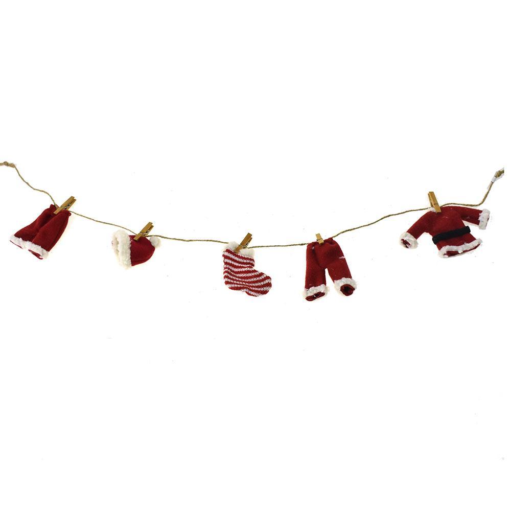 Cloth Santa Suit Novelty Garland, Red, 32-Inch