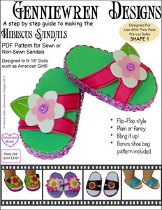 Hibiscus Sandals 18" Doll Shoes