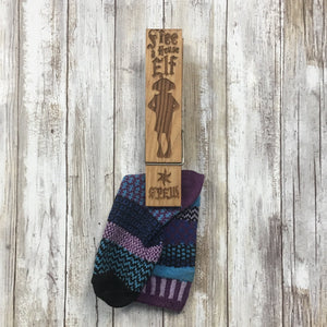 Sock Clip Giant Clothes Pin - Engraved Pine Wood