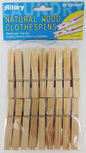 Allary Natural Wood Clothes Pins, 36 Count