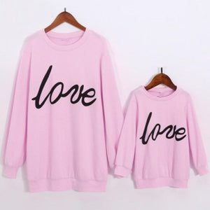 Family Matching Clothes Pink Love Printed Sweatshirt