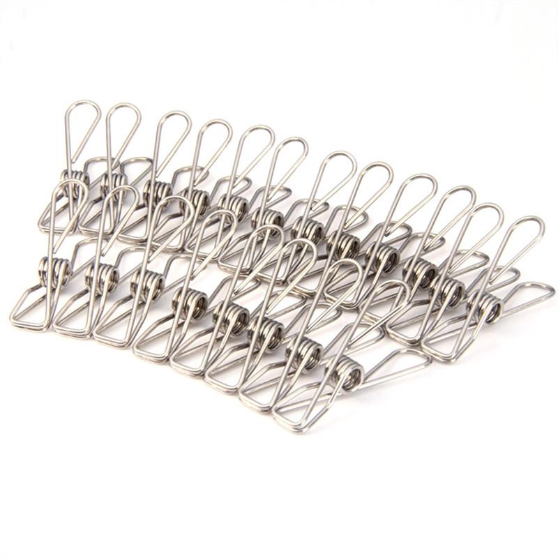 20pcs Multipurpose Stainless Steel Clips Clothes Pins Pegs Holders